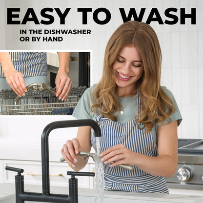 Zulay Kitchen Premium Garlic Press Set - Rust Proof Professional Garlic Mincer Tool - Easy-Squeeze, Easy-Clean with Soft, Ergonomic Handle - Silicone Garlic Peeler & Brush (Silver)