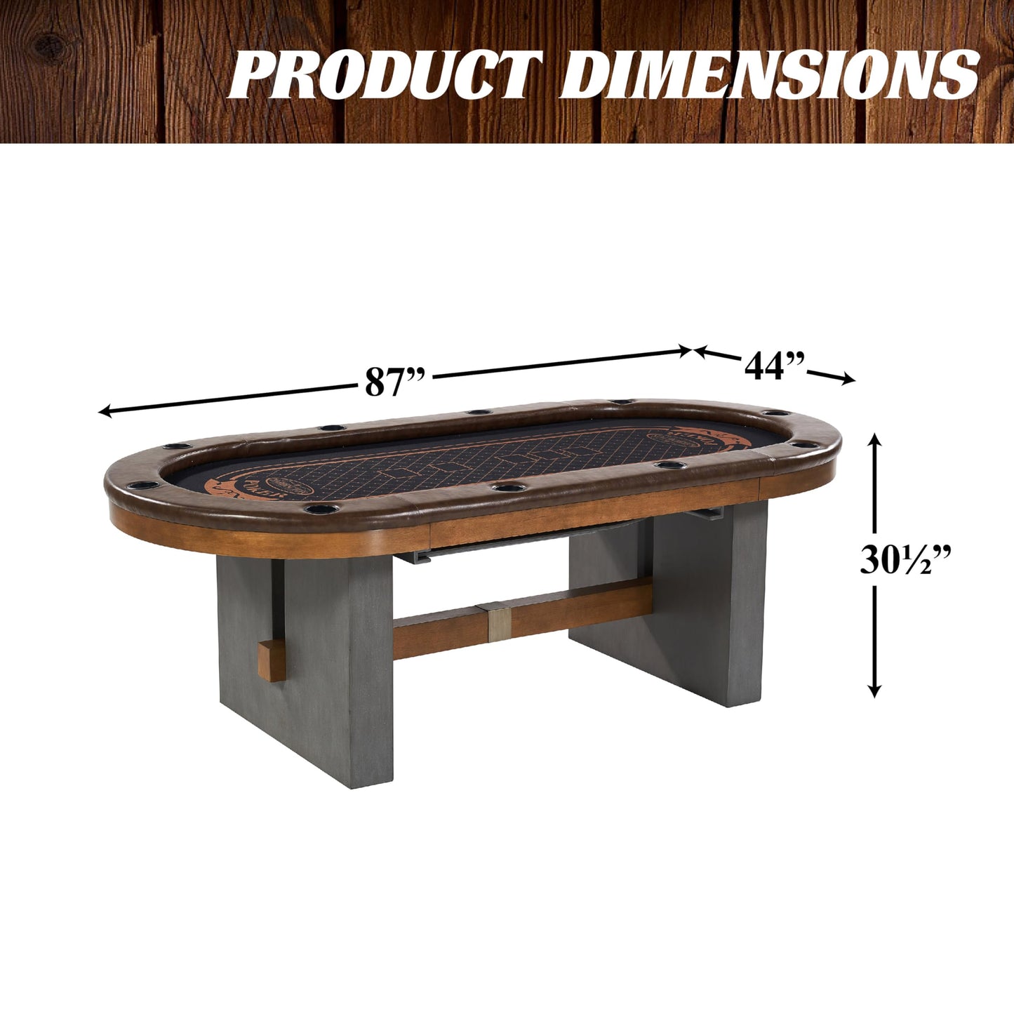 Barrington Billiards 10 Player Urban Collection Poker Table with Dining Top, Grey/Brown, 87 Inches