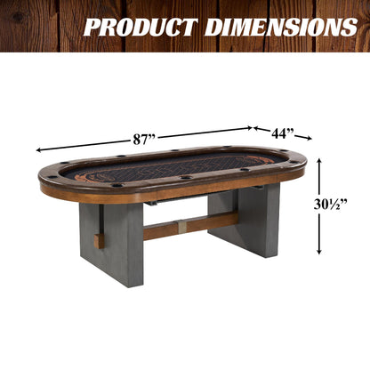 Barrington Billiards 10 Player Urban Collection Poker Table with Dining Top, Grey/Brown, 87 Inches