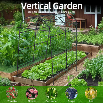 Yotoworth Garden Arch Arbor Trellis for Climbing Plants Outdoor, 7.8 ft Extra Tall Cucumber Trellis Raised Bed Climbing Vine Plant Support, Grape Vegetable Tomato Pumpkin Peas Bean, Black