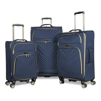 Kenneth Cole REACTION Chelsea Chevron Quilted Luggage, Navy, 3-Piece Set (20"/24"/28")