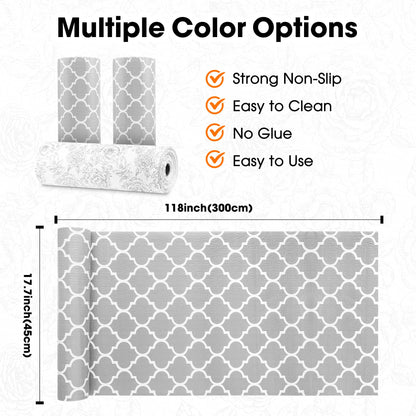 Shelf Liner for Kitchen Cabinets Non-Adhesive 12in X 10FT Cabinet Liners for Shelves Waterproof Thick Strong Grip Non Slip Drawer Liner Contact Paper for Cupboard Easy to Clean,Gray Lantern