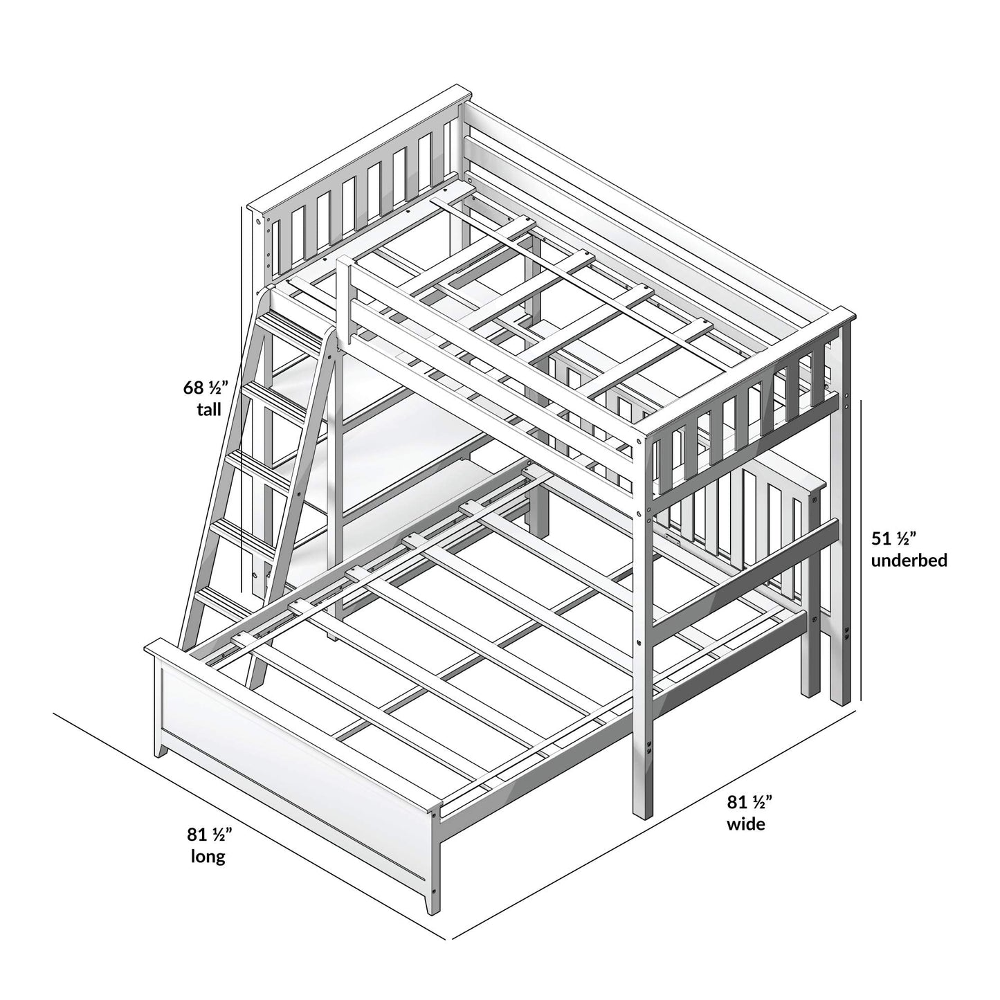 Max & Lily L Shape Twin over Full Bunk Bed with Bookcase, Clay