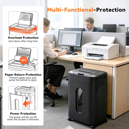 250-Sheet Paper Shredder Auto Feed, Commercial Shredders Heavy Duty, 60 Min Non-Stop, P-5 Ultra Security Shredder for Home Office, Micro Cut with Wheels, 8.72 Gal Bin, <60 dB(OL380)