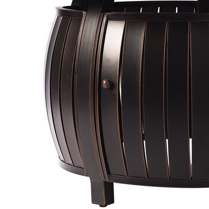 Oakland Living Aluminum 57,0000 BTU 44 in. Round Propane Black Fire Pit Table with Fire Beads, Lid, Propane Tank Cover and Table Fabric Covers in Copper Finish