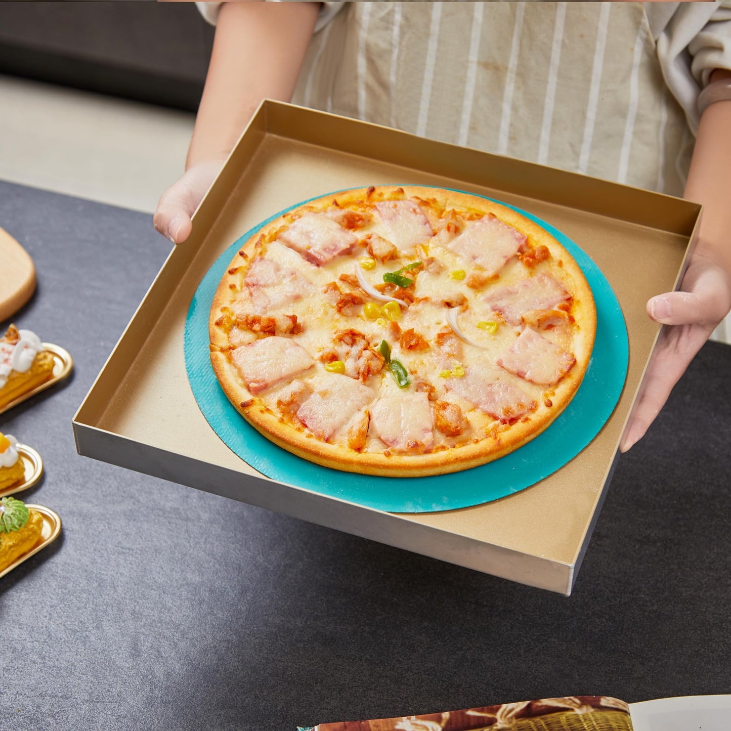 GUYDREMAT 12-Inch Silicone Baking Round Mats Set of 2 - Non-Stick, Heatproof Up to 480°F, Flexible for Large Pizza, Cakes, Pastries, Bread, Stackable Storage, Fits Toaster Ovens
