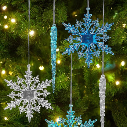VGOODALL Christmas Snowflake Decorations, 36pcs Clear Acrylic Ornaments Set for Santa Outdoor Party Decoration Craft