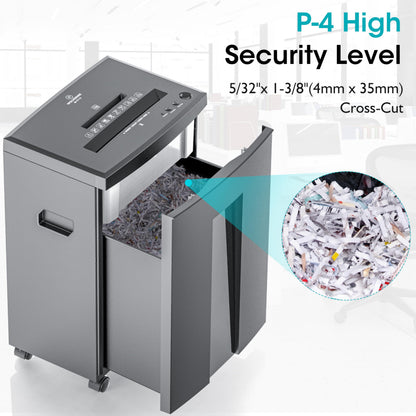 WOLVERINE 18-Sheet Shredders for Home Office Heavy Duty P-4 Security Level Crosscut Paper Shredder Paper/CD/Card Ultra Quiet Paper Shredder for Home with 6 Gallons Pullout Waste Bin SD9113(Grey ETL)