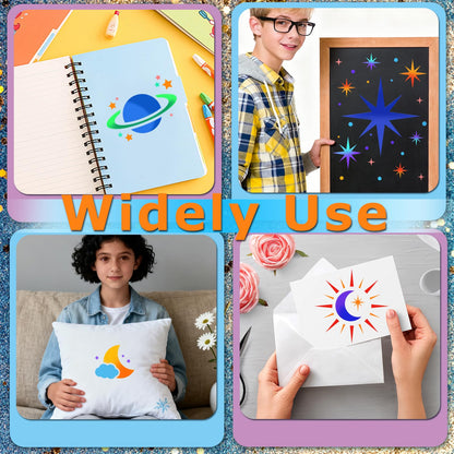 18 PCS Large Star Stencil for Painting Reusable Paint Stencils for Walls Twinkle Star Wall Drawing Stencils for Painting on Wood Craft Canvas Fabric Home Decoration