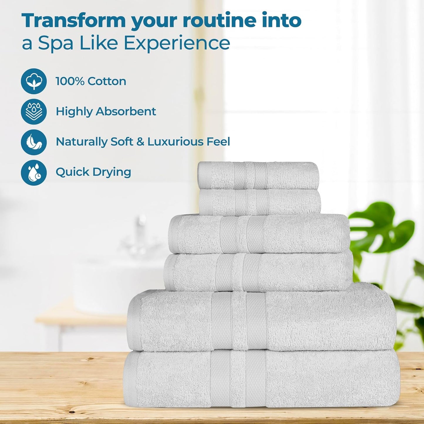 Set, 2 2 2 6 Set, BNM Ultra-Soft Cotton Towel Bath Towels, Hand Towels, Face Towels/Washcloths, Quick-Dry, Shower, Spa