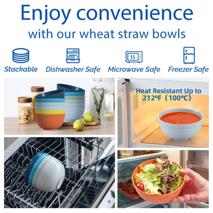 Homestockplus Unbreakable Cereal Bowls 25 OZ Microwave and Dishwasher Safe BPA-Free Bowl Dessert Bowls for Serving Soup, Oatmeal, Pasta and Salad [Set of 6]