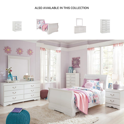 Signature Design by Ashley Anarasia Traditional Smooth-Gliding 6-Drawer Dresser and Mirror with Safety Stop, White