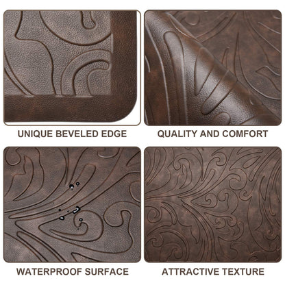 KMAT Kitchen Mat Cushioned Anti-Fatigue Waterproof Non-Slip Standing Mat Ergonomic Comfort Rug for Home,Office,Sink,Laundry,Desk 17.3" (W) x 60"(L),Brown