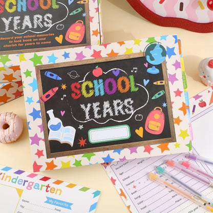 Scrapbooking Albums for Kids School Years Memory Book, Preschool to 12th Grade, 17 Pocket Pages for Photos & Artwork, Includes Birthday/Christmas/Halloween Pages, Index Tabs & Ruler, Gift-Ready Box
