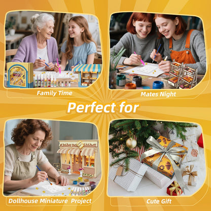 iLAND Air Dry Clay Kits Fun Crafts for Teens DIY Mini Bakery Miniature Food Toy Easy Crafts for Adult Women 1/12 Scale Accessories of Dollhouse Kitchen Creative Family Game Night Birthday Gift Ideas