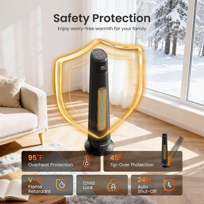 FLANUR 1500W Space Heaters for Indoor Use Large Room, WIFI Electric Heater with Voice Control, 5 Modes, ECO Thermostat, 12H Timer, Quiet & Safety PTC Ceramic Heater for Bedroom, Black, 1 Pack
