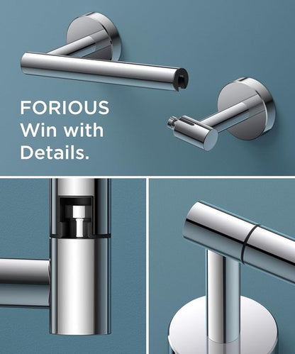 FORIOUS Toilet Roll Holder - Rustproof Stainless Steel Double Post with Swivel Design | Chrome Finish