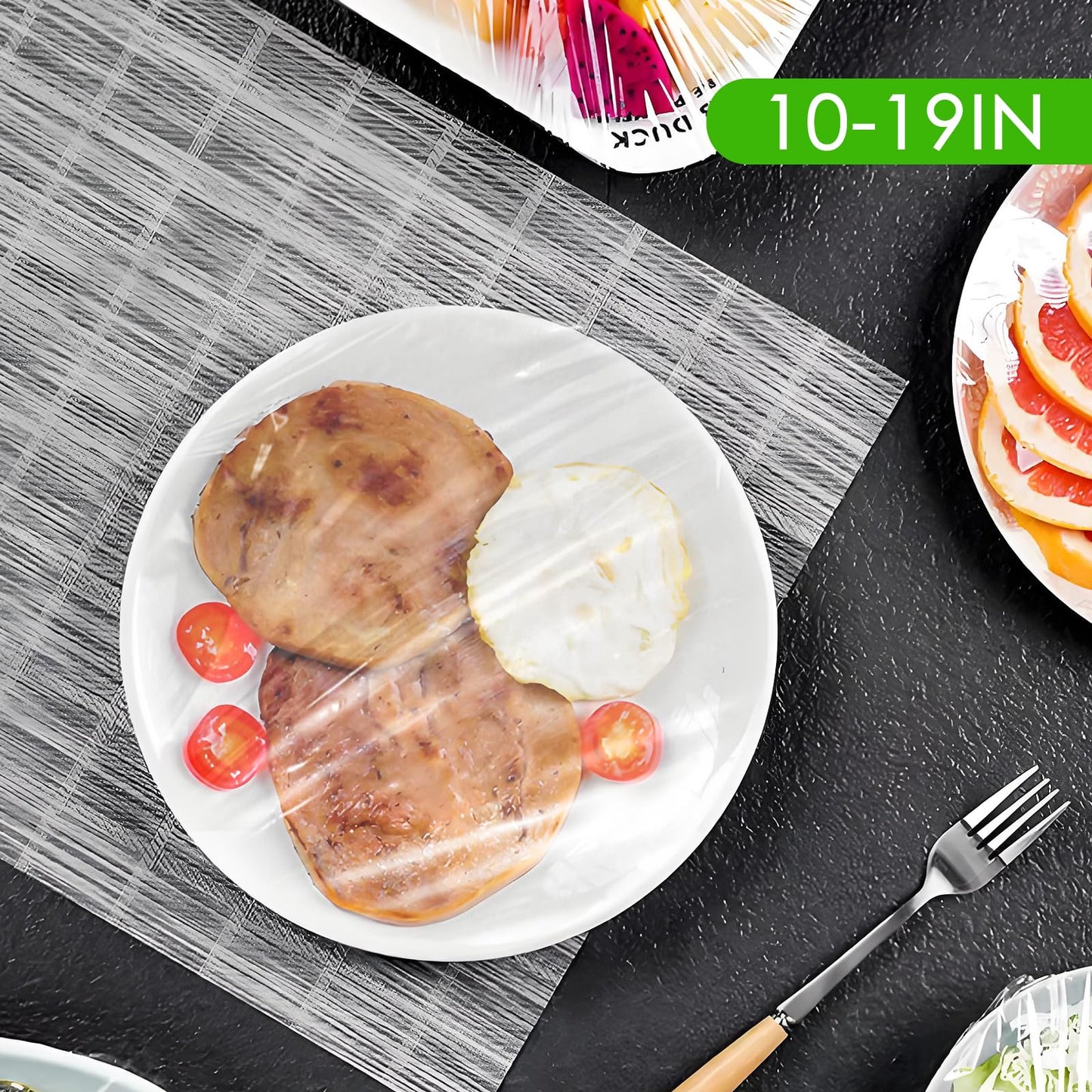 Plastic Bowl Covers Xl - 100 Count - Plastic Bowl Covers Elastic Reusable - Covers 10-19 Inch Bowls/Plate,Large Bowl Cover, Multi-Purpose Kitchen Outdoor Must-Have