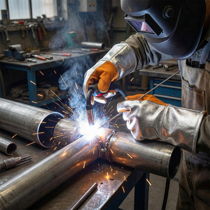 QWORK High Temperature Aluminized Welding Gloves, 14-Inch Heat Resistant Safety Workwear for Smelting & Metal Industries, 972°F Resistance