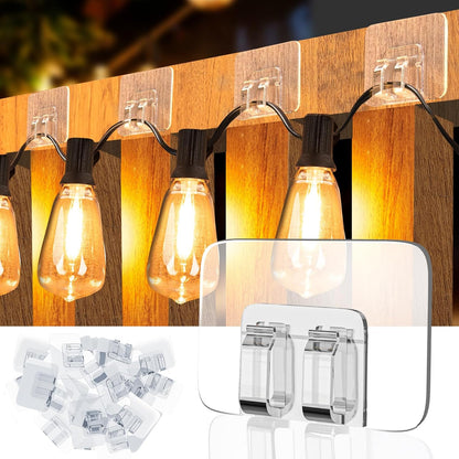 24 TidyHelper PCS Christmas Light Clips, Adhesive Hooks for Outdoor String Lights, Heavy Duty Cable Clips