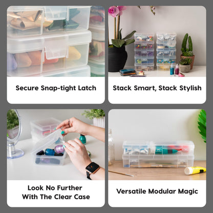 IRIS USA Clear Storage Cases, 10-Pack, |Made in USA|, Plastic Bead Organizing Containers with Snap Lid for Arts, Crafts, Ephemera, Stickers, & Dance Cheer, Clear - Small