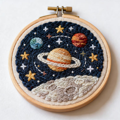 DIY Punch Needle Kits Space Planet Easy for Beginners Embroidery Starter Set with Hoop Stress Relief Craft Hobby and Home Decor 20x20cm-1