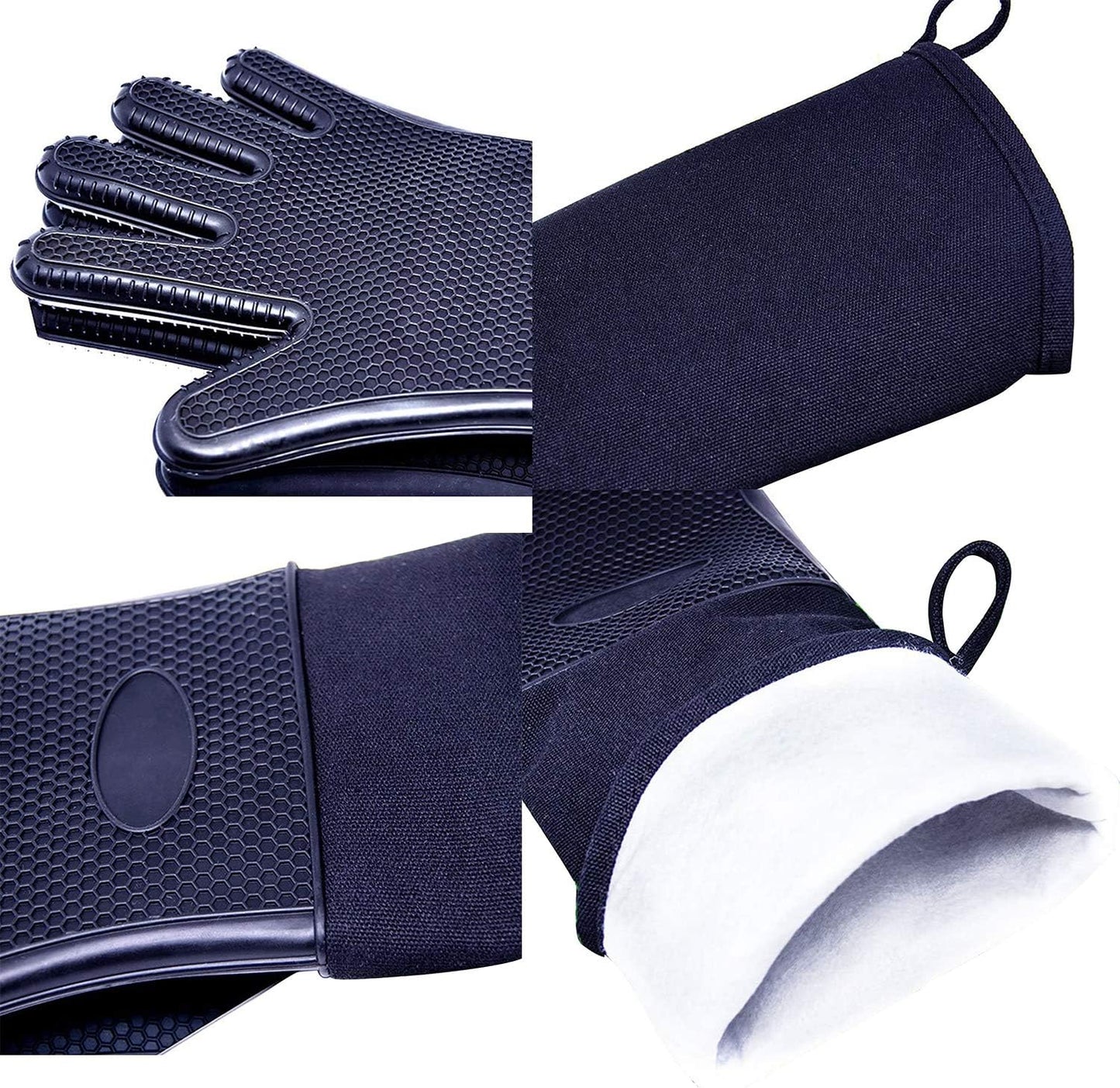 Extra Long 19.7" Professional Oven Mitts, Non-Slip Silicone Grip, Heat Resistant Up to 572°F, Black