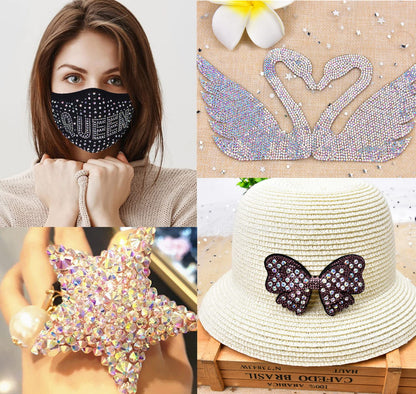 Massive Beads 6500pcs+ Flatback Glass Hotfix Iron On Rhinestones Crystal for DIY Making with 1 Tweezer & 1 Picking Pen for Shoes, Clothes, Face Art, Bags, Manicure (Crystal AB, 6-Sizes)