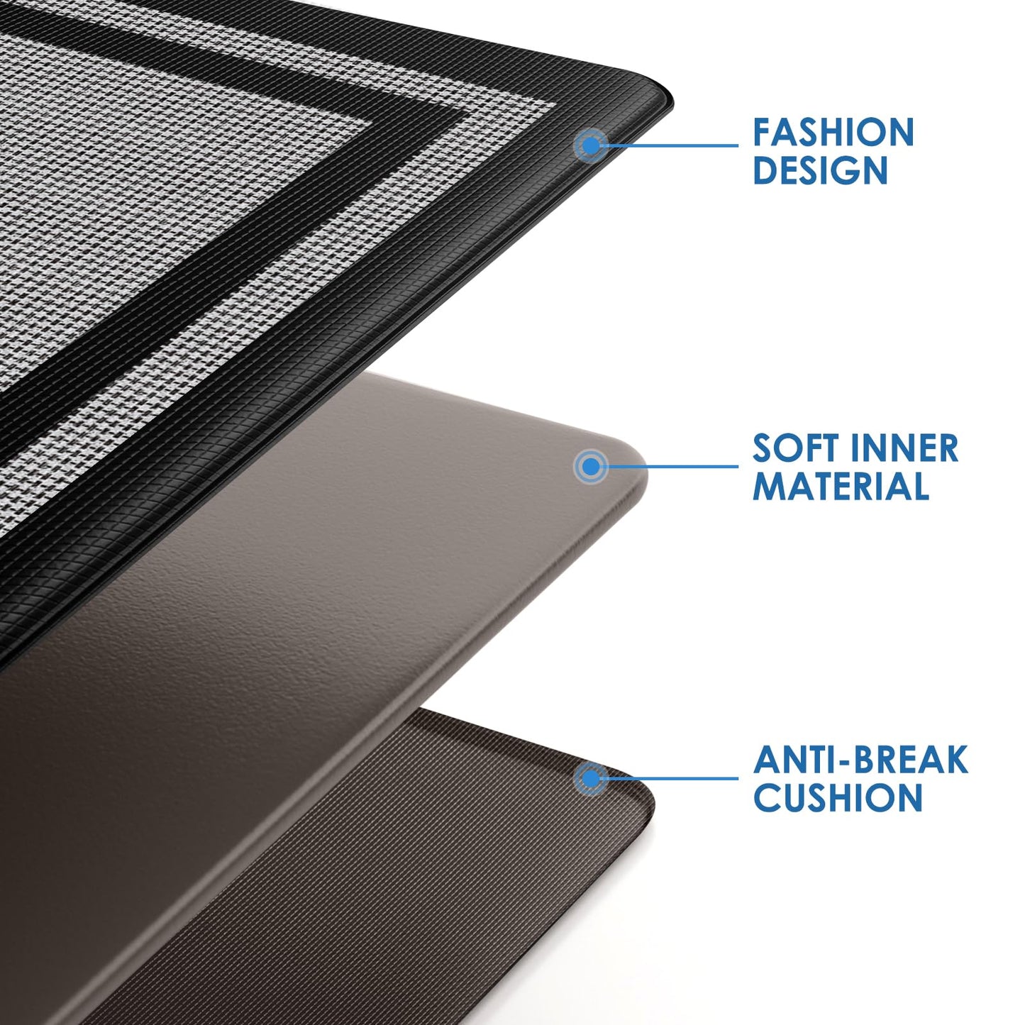 LuxStep Kitchen Mats [2 PCS] Cushioned Kitchen Rugs Anti-Fatigue Floor Comfort Mat,Non-Slip Standing Desk Mat,Waterproof Kitchen Rug Set for Kitchen,Floor,Office,Classic Black