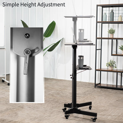 VIVO Mobile 24 x 16 inch Lectern Podium, Height Adjustable Steel Rolling Laptop Cart on Wheels, Black, CART-V03E
