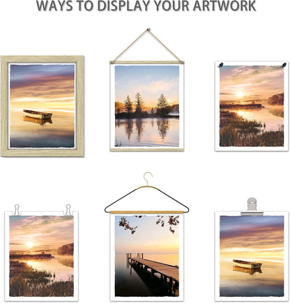 Color Play Lake Scene Wall Art - Sunset Nature Landscape Prints, Unframed 8x10 Inch 4 Piece Decor