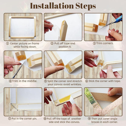 18x28 1.25" DIY Canvas Stretcher Bars, Gallery Depth White Pine Wood Frame Kit, Self-Adhesive & Tool-Free Assembly