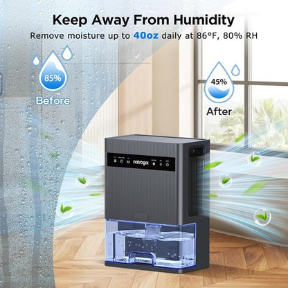Dehumidifier - Skiennix 106 OZ Quiet Home Dehumidifier for 1000 sq.ft | Auto Shut Off, Timer, 7 Color Light, Grey