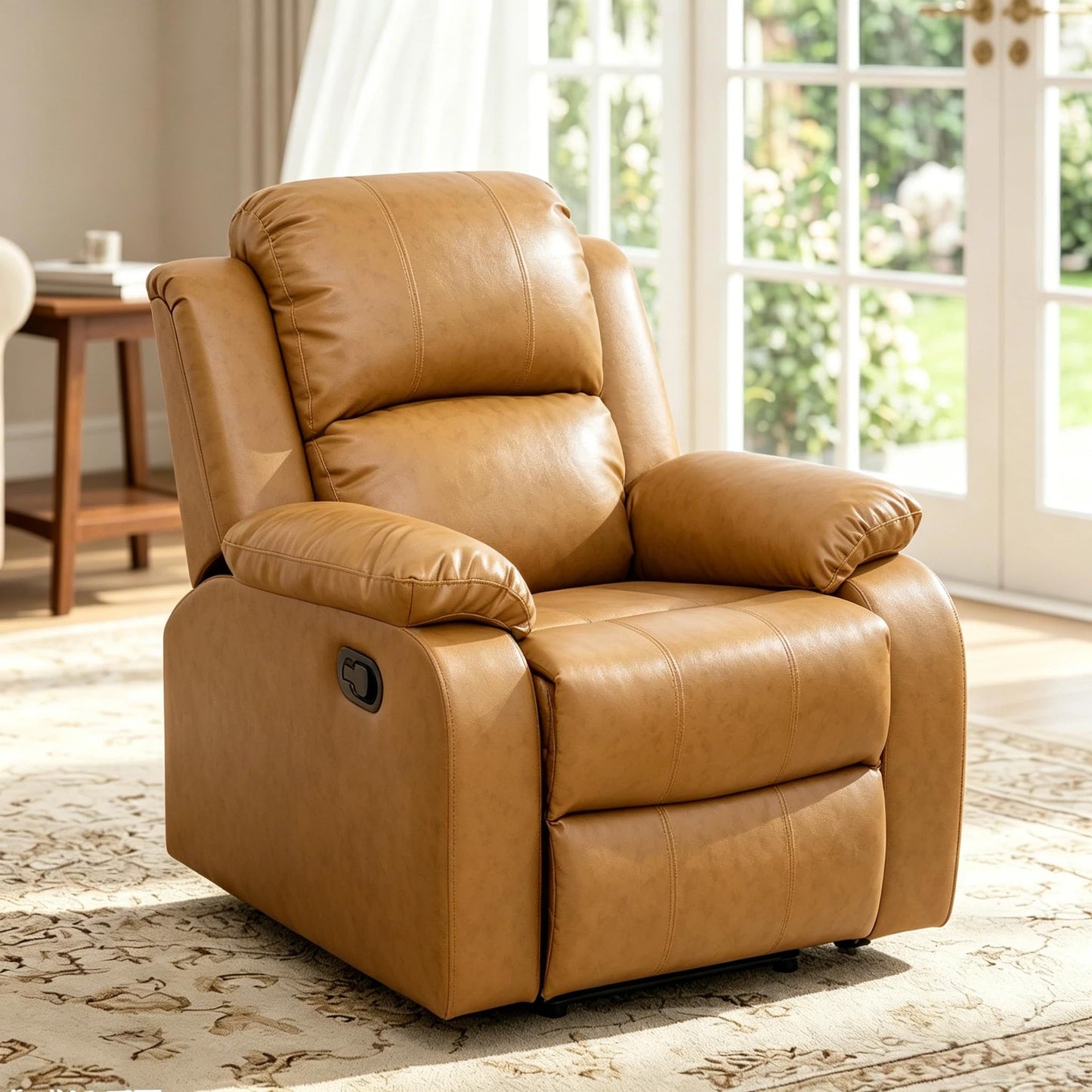 Trygoal Manual Recliner Chair, Nursery Rocking Chair, Recliner Chair for Adults, Lazy Boy, Gaming Recliner wih Overstuffed Arms, Suitable for Home Theater, Living Room, Bedroom, Ginger