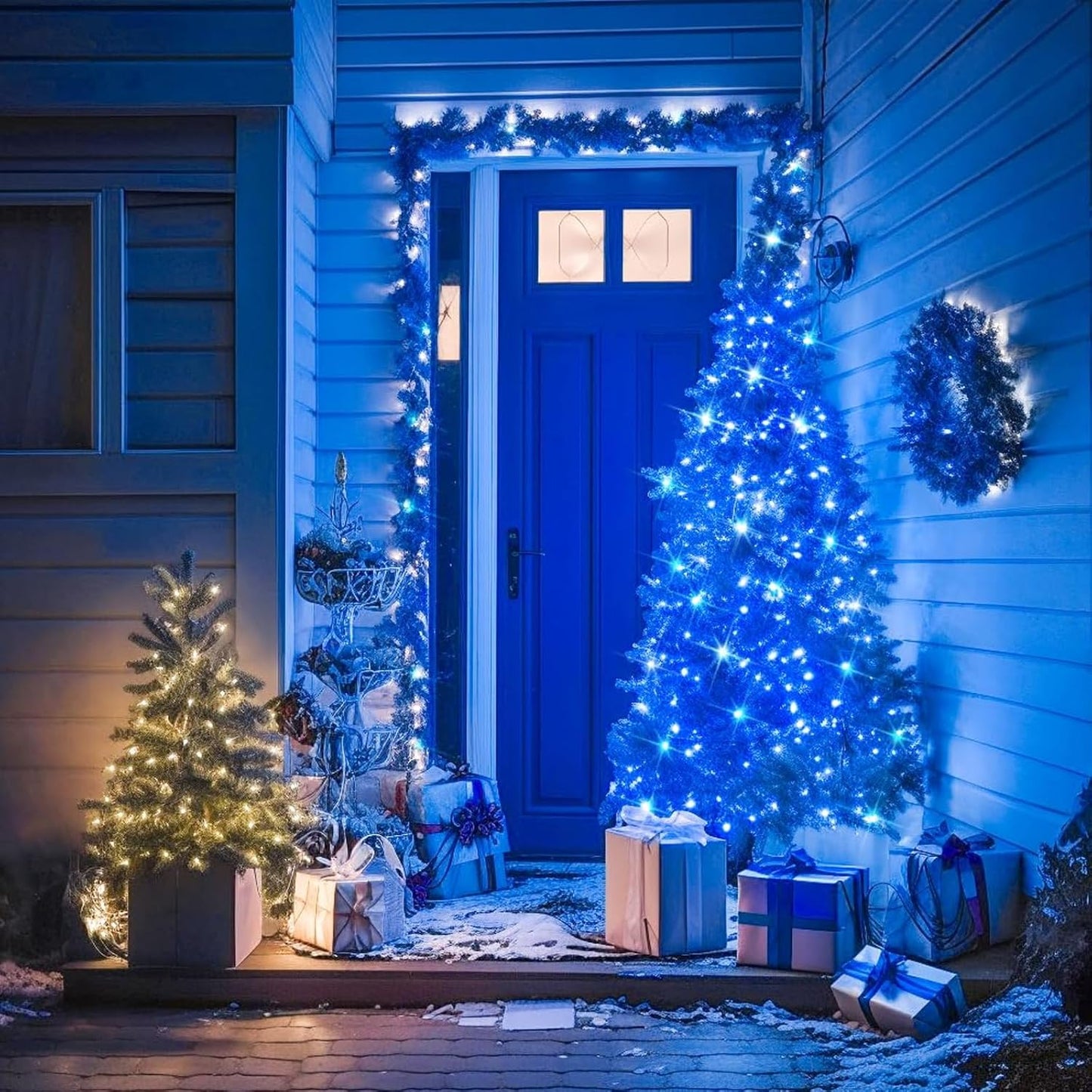 165FT 500 Lights,16 LAMPHOME LED Blue Christmas Modes Connectable Fairy String Lights, Plug in Indoor Outdoor Blue