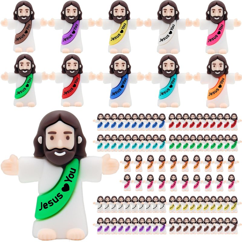 Owurha 100PCS Little Jesus Figures Mini Jesus Love You Figures Original Design Tiny Jesus Figurines in Bulk to Hide and Seek Religious Party Favors Sunday School Baptism Gifts Easter Egg Stuffers