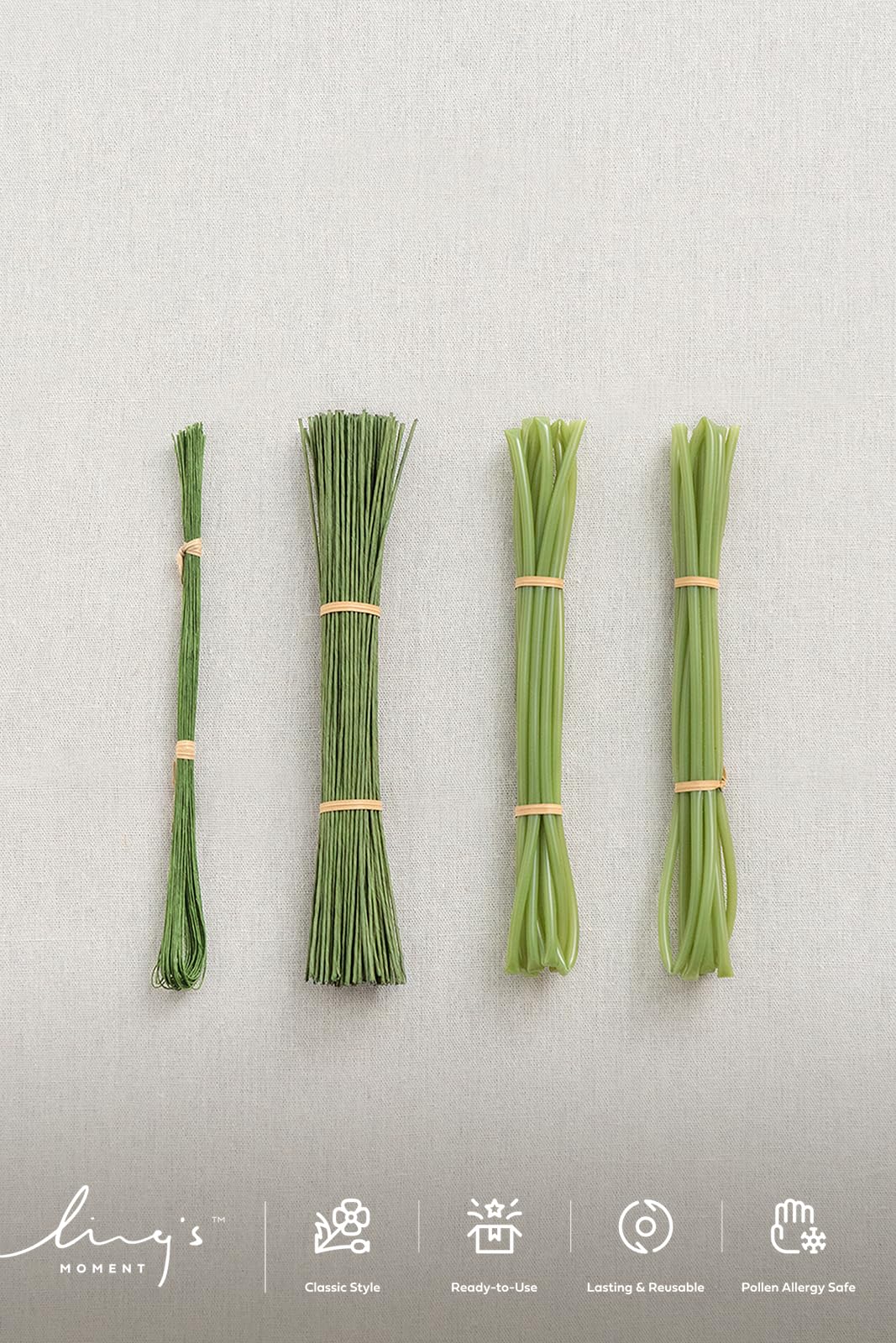 Ling's moment DIY Tools Set for Wedding, 3 Kinds of Accessories Include 100pcs Artificial Stems, 100pcs Flower Craft Wires and 20ft Tubing for Wedding Bridal Flower DIY and Floral Arrangement