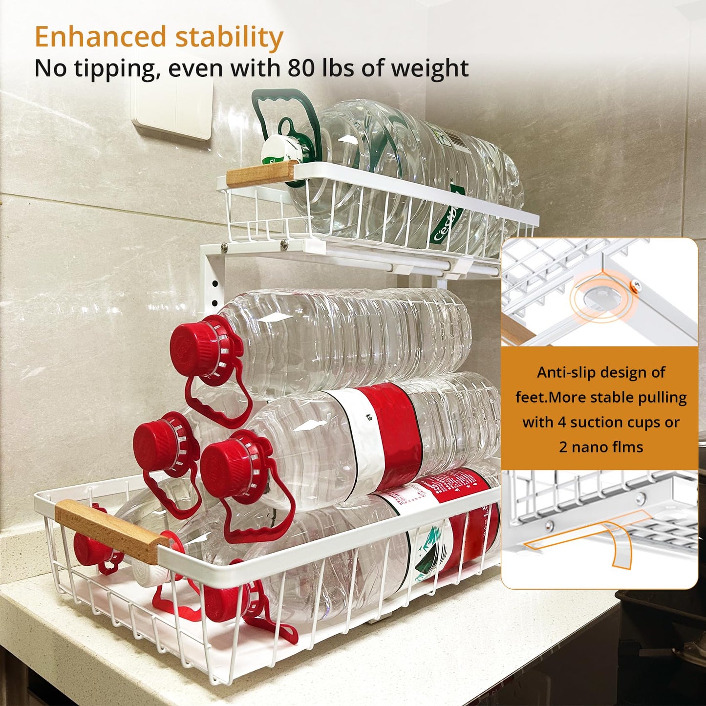 whalenoble Under Sink Organizer 2 Pack, 2 Tier Pull Out Cabinet Organizers and Storage for Kitchen Bathroom Pantry Laundry, Adjustable Height, Slide Out Thickened Metal Storage Shelf (Black, 2 Pack)