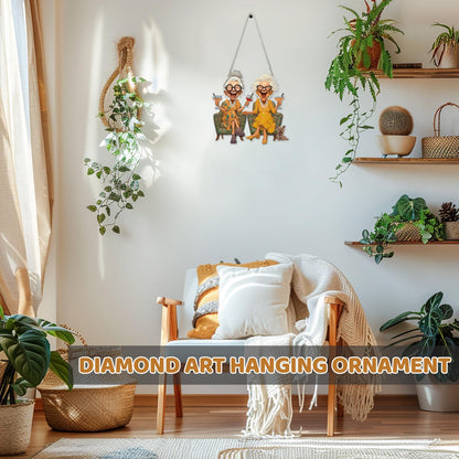 MEIYUDA Grandma Diamond Art Hanging Kits for Adults, Happy Grandma Diamond Painting Suncatchers Kit Ornaments, DIY Special Shaped Rhinestone Window Pendants Kit for Home Garden Wall Decor Gift