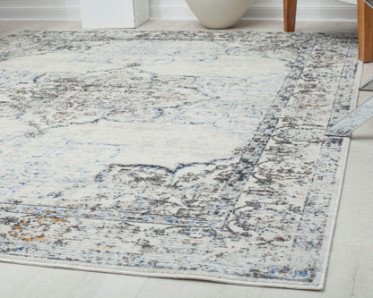 Rugs America Prescott PS35C White Bay Blossom Transitional Vintage 8x10 Area Rug, 8'0"X10'0"