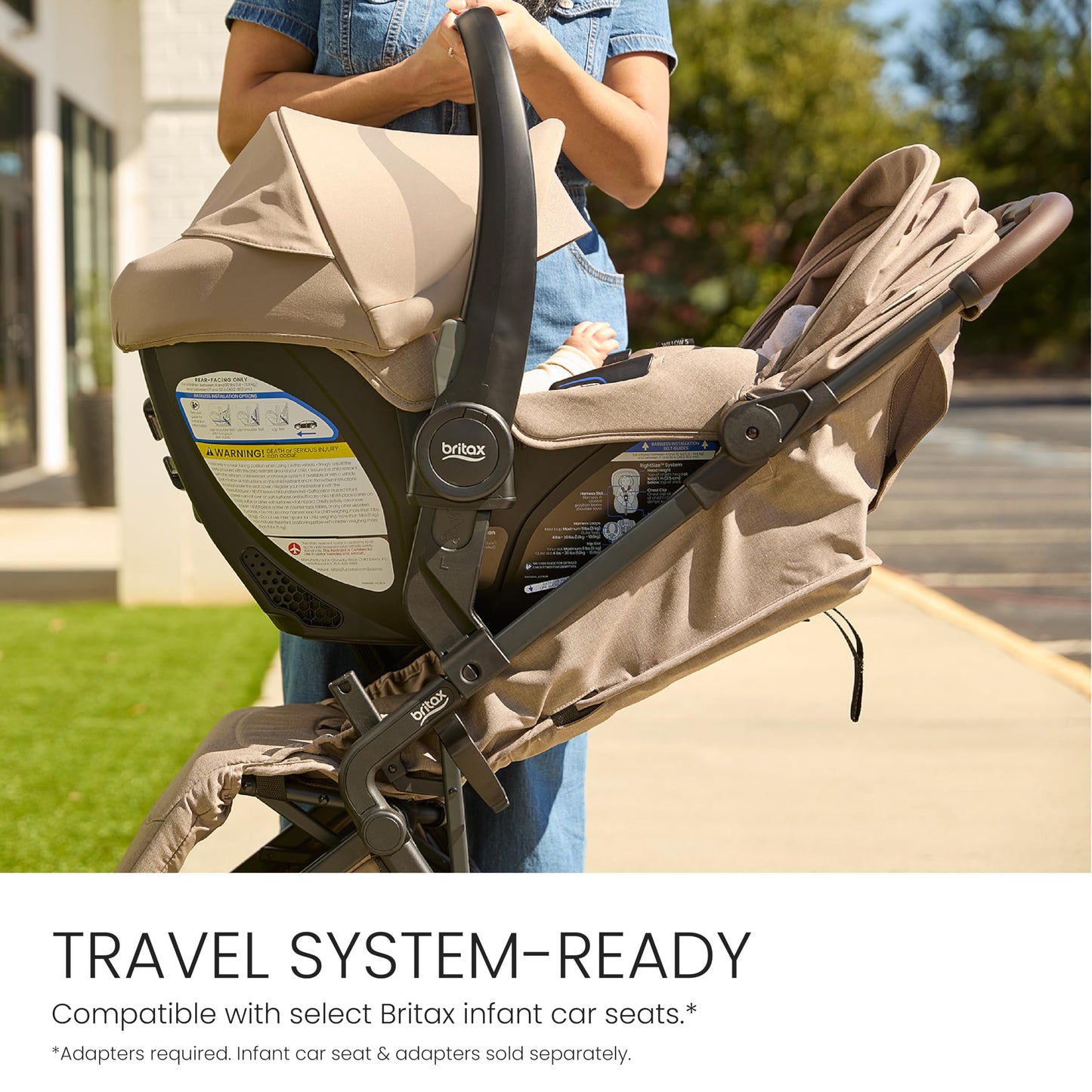 Britax Juniper+ Compact Stroller, Portable & Lightweight On-The-Go Stroller with Fastpack & One-Hand RapidFold, Infant Car Seat Compatible, Built-in Carry Strap, Ventilating Fabrics — Raven Black