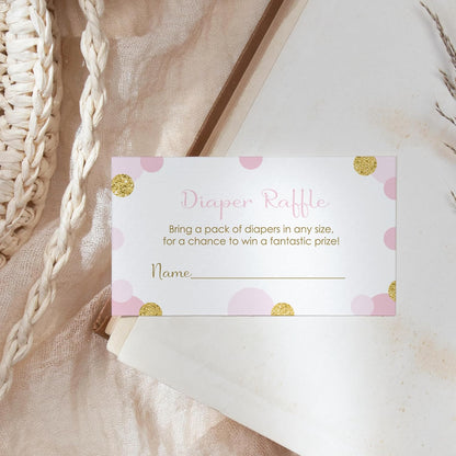 Pink and Gold Diaper Raffle Tickets - 25 Pack - Fun Baby Shower Game for Girls
