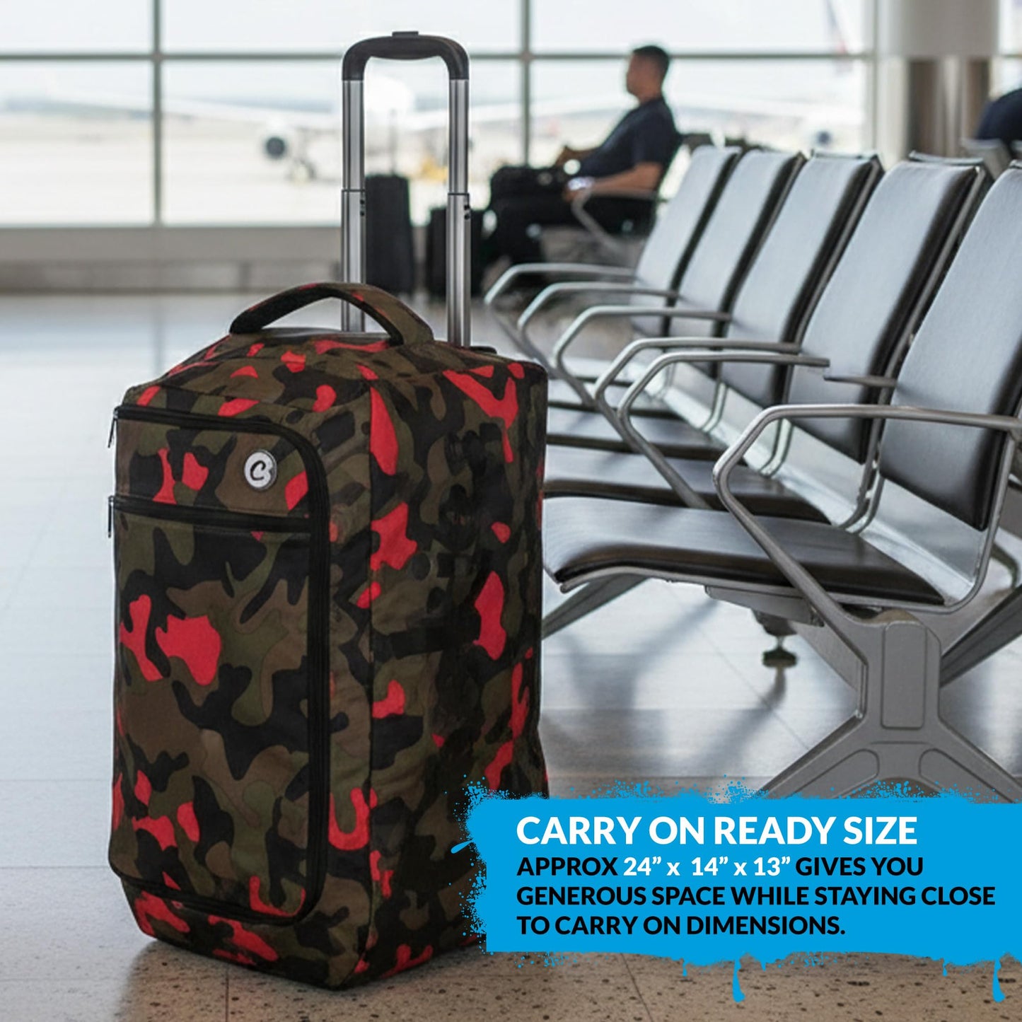 Cookies Trek Roller Smell Proof Travel Bag – Oversized Rolling Luggage with Double Zipper, Durable Nylon Canvas Build, Extra Large Storage for Travel, Gear, Road Trips & Streetwear Carry – Green Camo
