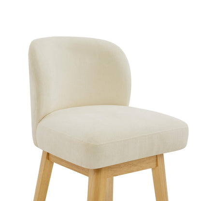 CHITA 26.8" Swivel Counter Height Bar Stools, Modern Upholstered Counter Stools with Back and Wood Legs for Kitchen Island, Home Bar, Set of 2, Cream Fabric