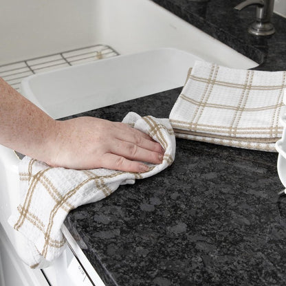 T-Fal Premium Waffle Dish Cloths: Highly Absorbent, Super Soft Long Lasting - 100% Cotton, 12"x13" Towel for Cleaning & Drying, (8-Pack), Sand