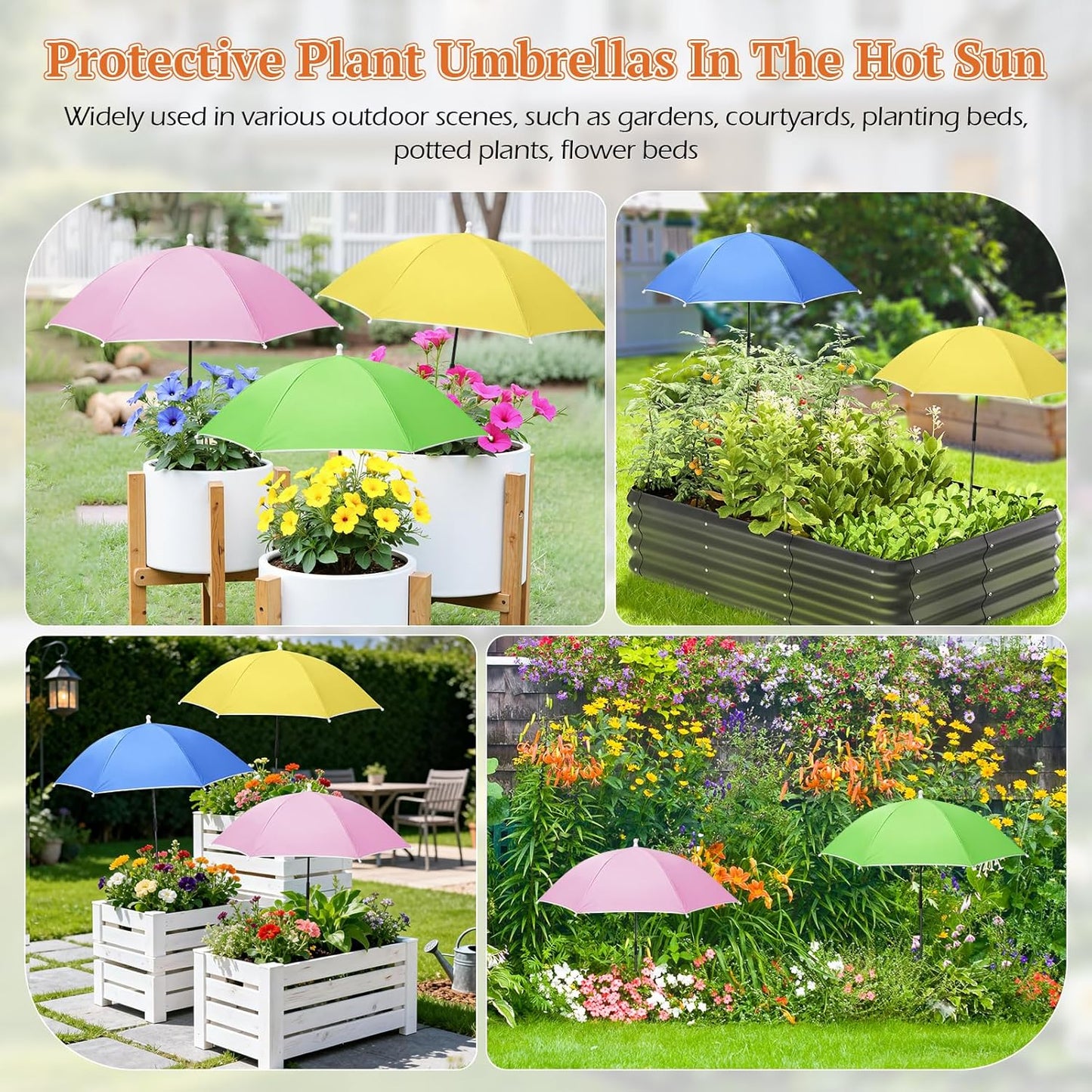 Tryly Plant Umbrellas for Outdoor Plants, Garden Umbrella Shade for Potted Plants and Garden Beds, Provide Shade