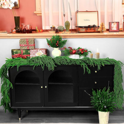 24 FT (4 * 6FT) Christmas Norfolk Pine Garland, Real Touch Dense Faux Greenery Garland for Mantle, Table, Wall, Indoor & Outdoor Christmas Decorations