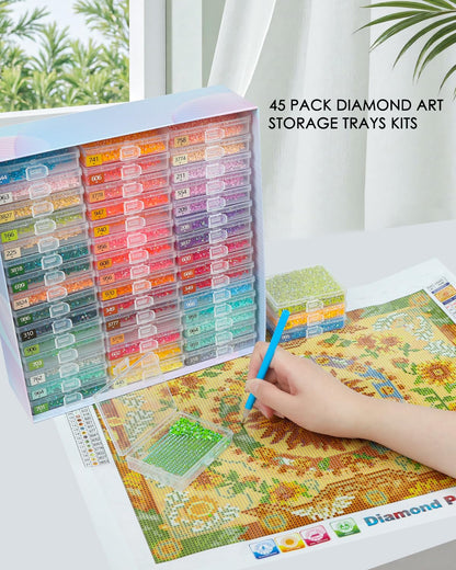 YBUTVY Diamond Art Trays with Lids, 45PCS Diamond Painting Trays with Lids ＆ Diamond Art Storage, Gift Box Diamond Painting Accessories for Diamond Art Beads