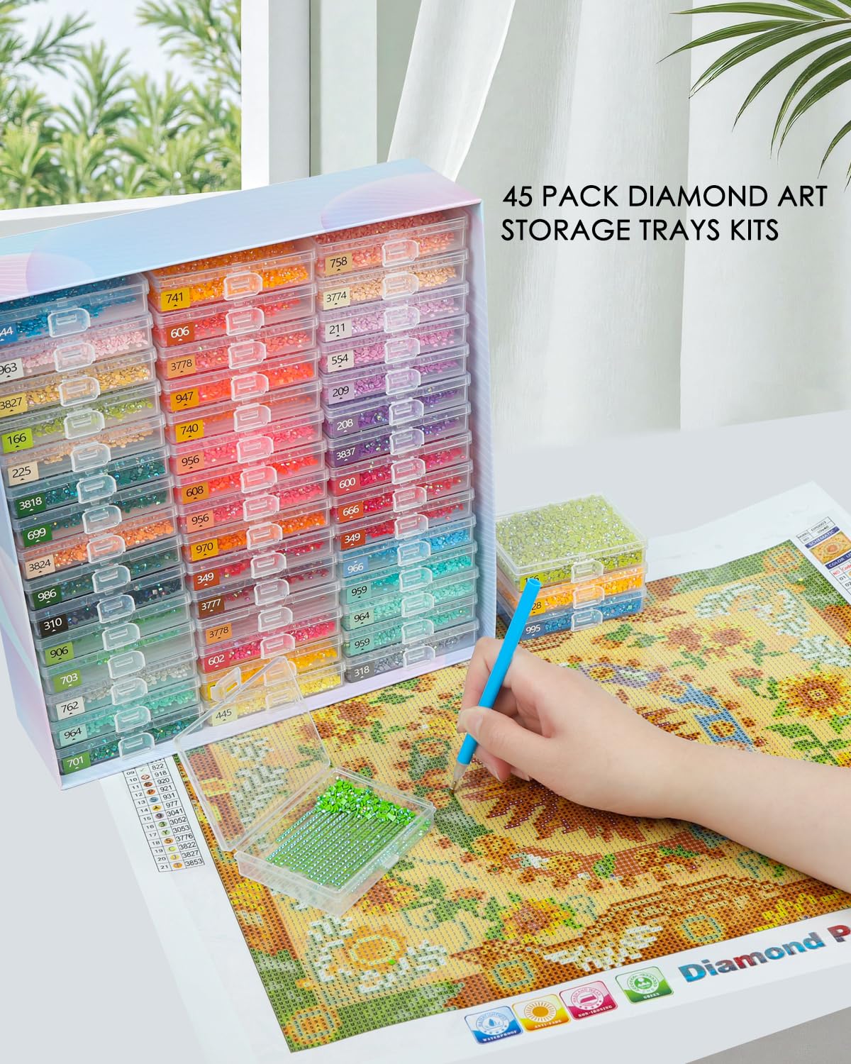 YBUTVY Diamond Art Trays with Lids, 45PCS Diamond Painting Trays with Lids ＆ Diamond Art Storage, Gift Box Diamond Painting Accessories for Diamond Art Beads