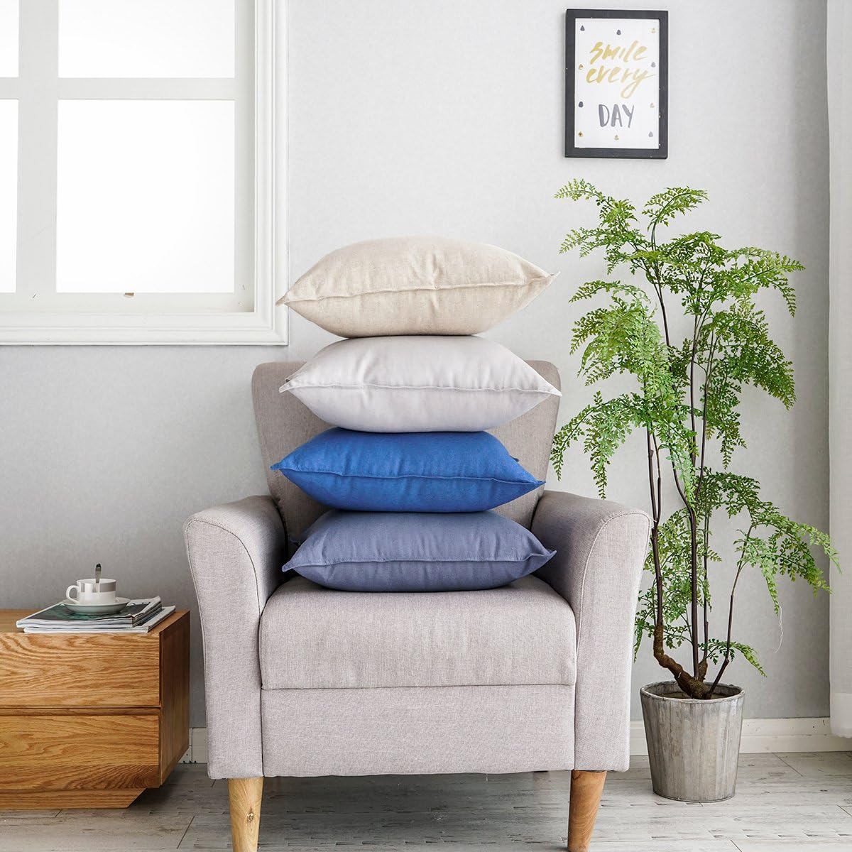 26"x26" (65 65cm), Jeanerlor Decorative Cotton Linen Couch Throw Pillow Case Yellow for Sofa Durable Classy